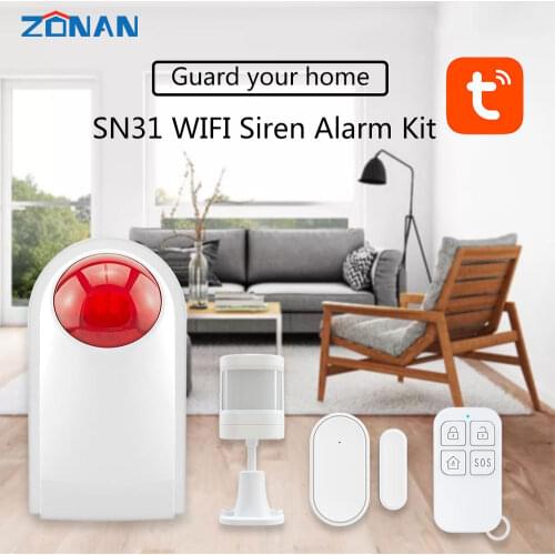 Zonan WiFi Tuya Security Alarm System Outdoor Waterproof 433MHz Wireless Burglar Alarm Kit Siren Android IOS APP Remote Control