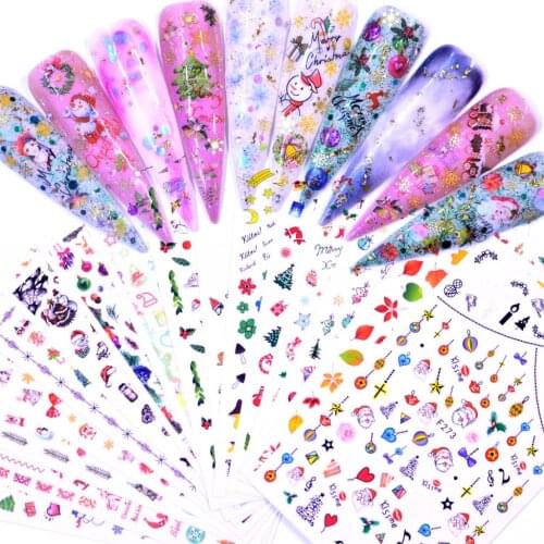 LCJ 1 Sheet Christmas/Garden Flowers/Dande 3D Embossed Nail Sticker Flower Adhesive DIY Manicure Slider Nail Art Tips