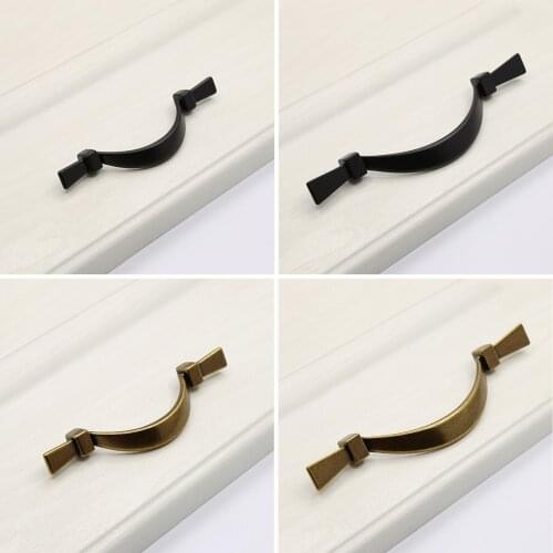 1pc Arch Shape Handle Simple Bridge Pull w/screw Alloy Knob 64/96mm Hole Bronze/Black Home Decor Cabinet Furniture Door Kitchen