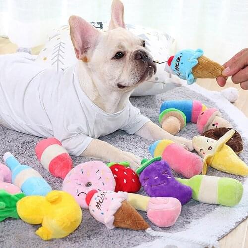 1pc Plush Squeaky Bone Dog Toys Bite-Resistant Clean Dog Chew Puppy Training Toy Soft Banana Carrot And Vegetable Pet Supplies