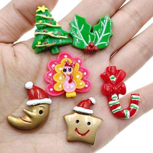 12pc/lot flatback resin Christmas tree santa gifts resin cabochons accessories