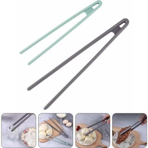 2pcs Home Kitchen Silicone Multifunctional Food Tongs Food Clips (Random Color)