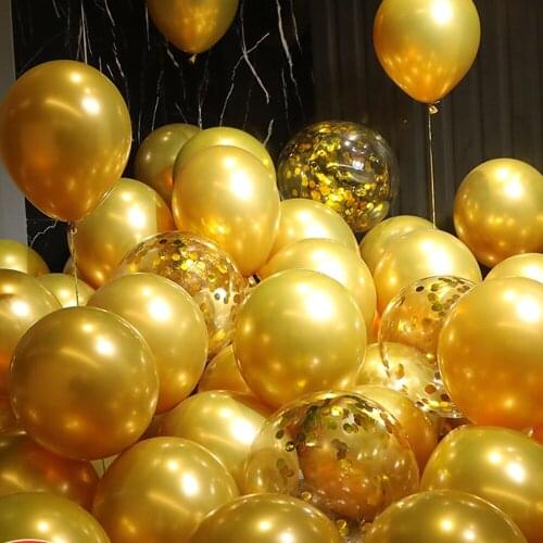 60pcs Metallic Balloons Gold Silver Red Latex Balloon Happy Birthday Party Wedding Decoration Air Balloon Christmas Supplies