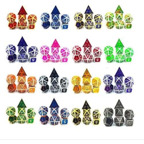7pcs/set Metal Dice Mixed Polyhedral Color Dice for RPG DND Board Games D&d Games Dice D4-D20 Board Game Accessories