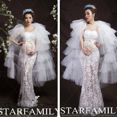 White Lace Maternity Photography Props Pregnancy Dress Photography Vestidos Gravidas Maternity Dresses For Photo Shoot Clothes