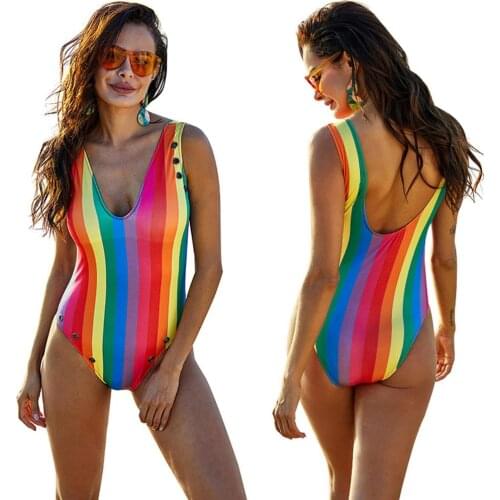 YY33 2020 Chic Women Bikinis Set S-5XL Rainbow Colors Beach Water Entertainment Clothing Female Summer Closed Swimming Trunks