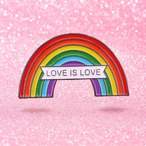 Love Is Rainbow Love LGBTQ Gay Pride Brooch Pins Enamel Metal Badges Lapel Pin Brooches Jackets Fashion Jewelry Accessories
