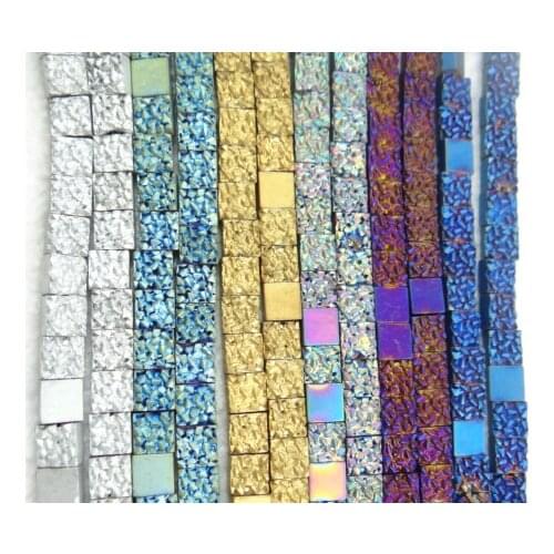 10*8mm Natural Quartz crystal Titanium Hematite Gem square Loose Beads loose beads making jewelry 15'' Strand H12