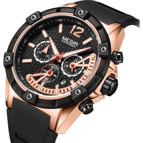 Megir Top Brand Hot Fashion Sport Men Watches Luxury Quartz Watch Men silicone Waterproof Military Wristwatch Relogio Masculino