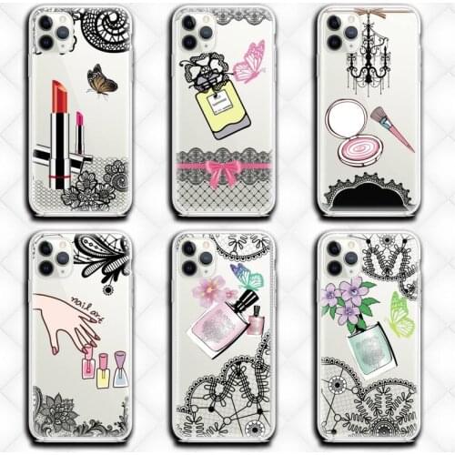 HOTCASHOP Girls cosmetics Phone Case clear for iphone 12 pro max mini 11 pro XS MAX 8 7 6 6S Plus X 5S SE 2020 XR cover