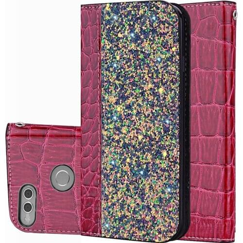 Glitter Bling Phone Cases For Huawei Honor 7X Leather Holder Magnetic Flip Skin Case For Huawei Honor7X 10 9Lite Cover