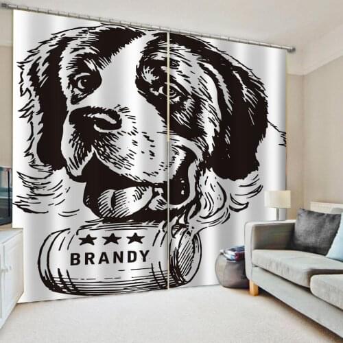 Black And White Curtains Dog Pattern Curtains For Living Room Bedroom Modern Bathroom Curtain