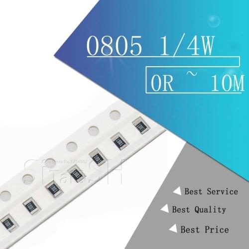 100Pcs 0805 SMD 1/4W chip resistor 0R ~ 10M 0 10R 100R 220R 330R 470R 1K 4.7K 10K 47K 100K 0 10 100 330 470 ohm