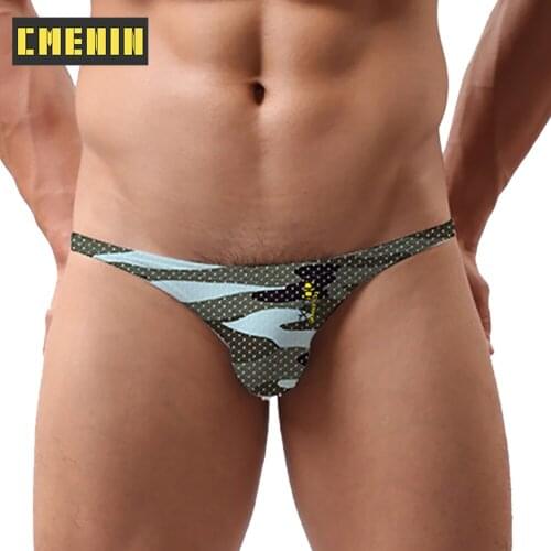 CMENIN Cartoon Polyester Sexy Men Underwear Thongs Mens Jockstrap Fashion Thongs and G Strings Comfort Stripe Innerwear AD311