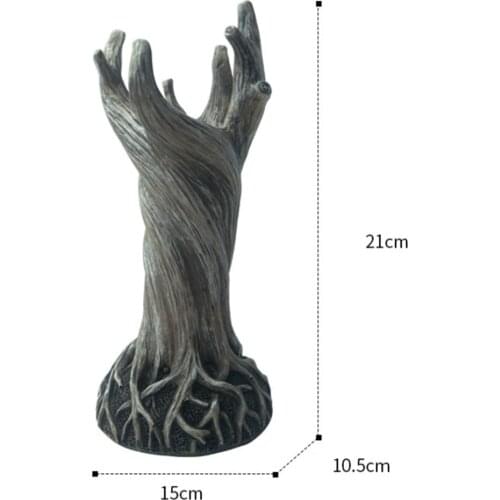 Tree Stump Shape Statue Resin Planter Figurines Tabletop Vase Pen Holder