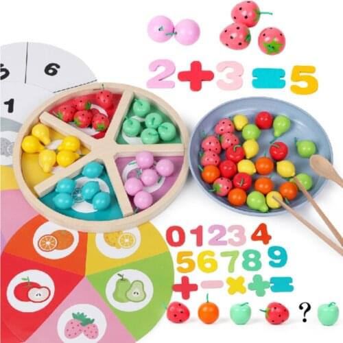 Wood Classification Math Ability Pretend Play Tray Early Toy Fruits Games