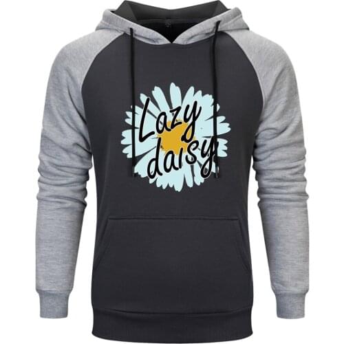 Lazy Daisy Print Raglan Hoody For Mens Casual Hip Hop Sweatshirts and Hoodie Outwear Standard Tops Comfortable Tracksuits Homme