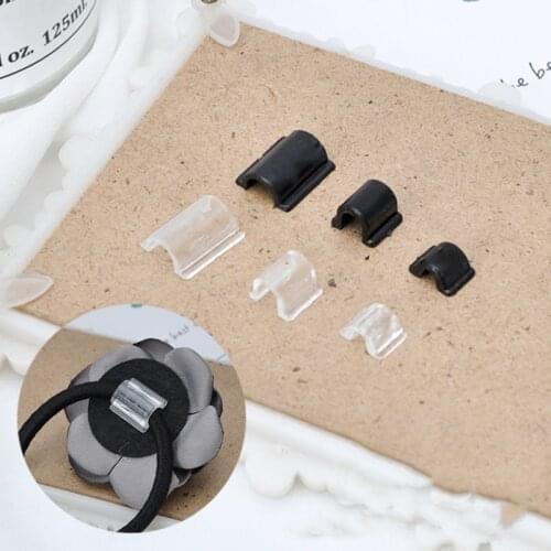 100Pcs Elasitc Rubber Band Paste Buckles For Women Girl DIY Hair Band Tie Circle Bow Accessories Hairdressing Tool Connector