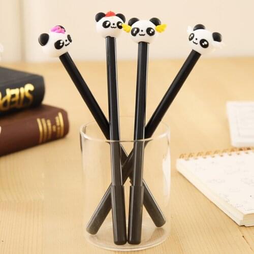 50pcs kawaii gel ink pen 0.5mm black cute panda pens for school office student writing supplies korean stationary gift items