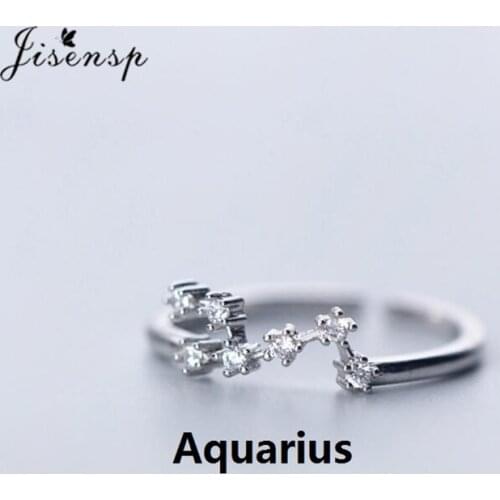 Jisensp 12 Constellation Rings for Women 925 Sterling Silver Adjustable Zodiac Rings Fine Jewelry Finger Rings Best Gift 2021