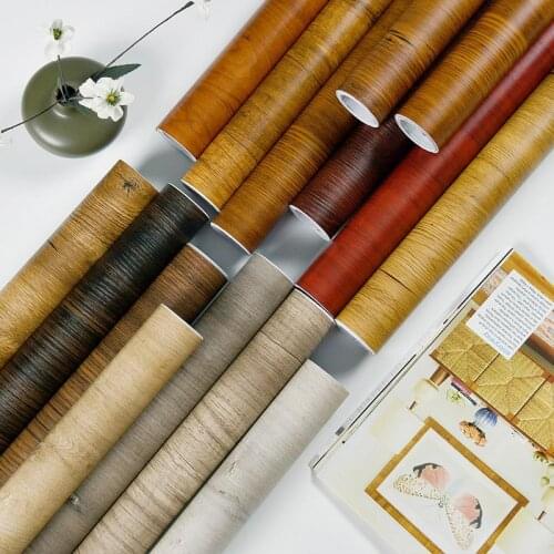 Classic Wood Stripe Stickers DIY Home Decors Waterproof Self Adhesive Wallpaper in Roll Furniture Cabinets Vinyl Decorative Film