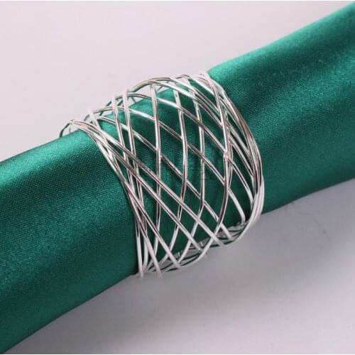 5pcs Hotel Napkin Rings Gold And Silver Threaded Mesh Napkin Ring Mouth Metal Ring Napkin Buckle Table Wedding Decoration