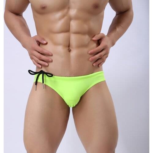 Hot summer pool swim shorts men swimwear bikinis sunga solid sexy side lacing swimsuits briefs men swimming trunk bathing suits