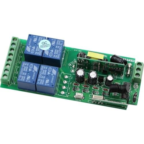 2017 New 4 Channel AC 85V 110V 220V 250V 10A Relay Wide Voltage Wireless Remote Switch Only Receiver 315/433Mhz