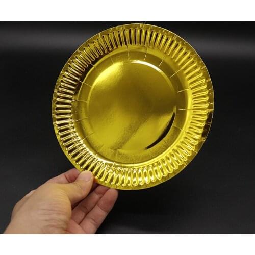 10pcs/lot 7inches Gold Color theme disposable plates Gold theme birthday party decorations Gold Color Paper Plates