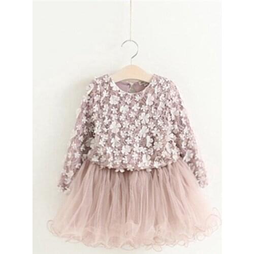 Dress for Girls Flower Long Sleeve Girls Dress Autumn Winter Kids Dresses for Girls 3-8 Years Birthday Party Children Clothing