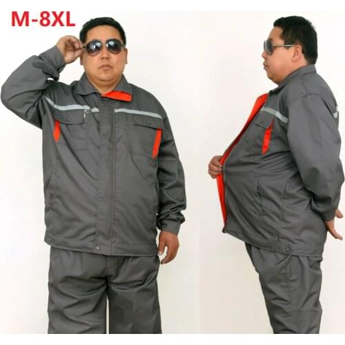 Oversize Reflective Work Clothing Men Multi Pockets Mechanical Auto Repairmen Durable Loose Uniforms Plus Size Workshop COverall