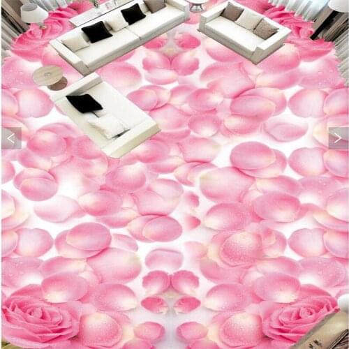 Beibehang Custom bathroom wall high - definition romantic pink rose petals non - slip waterproof thickening self - adhesive