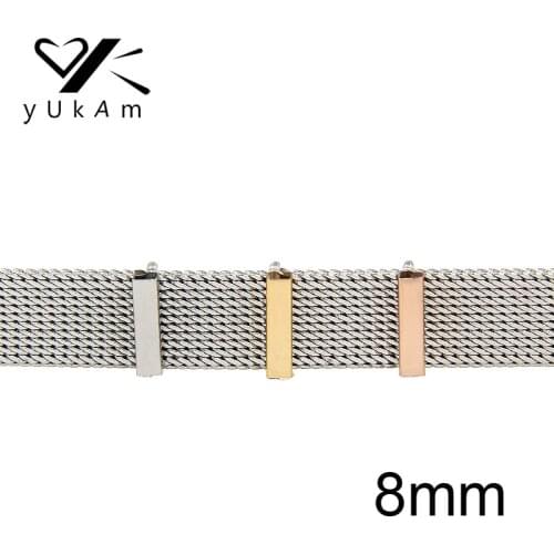 YUKAM Jewelry Silver Color Rose Gold Slider Spacers 8mm Rubber Stoppers Slide Charms Keeper for Mesh Bracelet Accessories Making