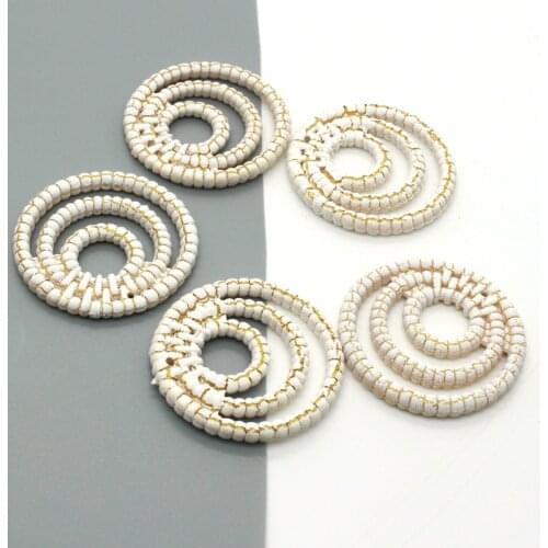 4pcs White Multi-layer Hollow Imitation Raffia Earring Charms Bohemia Women Dangle Earrings Pendant Handmade Jewelry Accessory