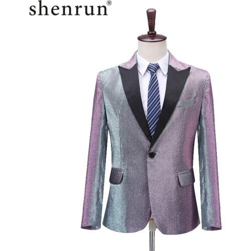 Shenrun Men Blazers Slim Fit Casual Jackets Peak Lapel Tuxedo Wedding Groom Blazer Prom Party Suit Jacket Singers Stage Costume