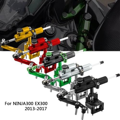 CNC Steering Damper Stabilizer and Titanium Bracket Mounting For Kawasaki Ninja 300 NINJA300 EX300 2013-2017 2014 2015