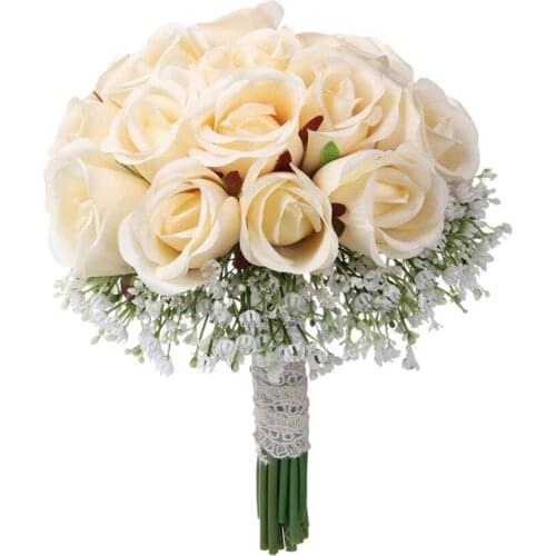 Bridal Bridesmaid Bouquets Simulation Rose Flowers Bouquet Wedding Bride Holding Flowers Wedding Party Decoration Supplies