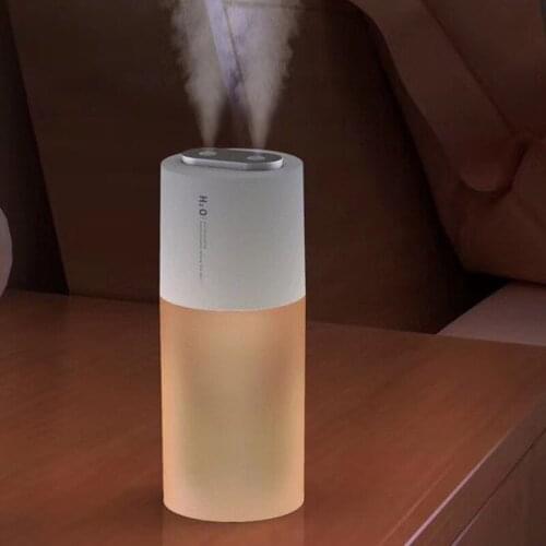 2pcs 400ml Double Spray Air Humidifier Wireless USB Rechargeable Portable Household with LED Night Light Car Humidification