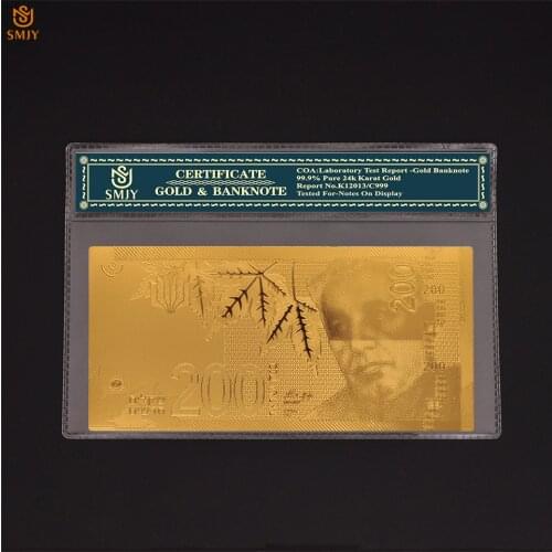 Israel Money World Currency Paper 200 New Shekel Gold Banknote Collection With COA Frame For Home Office Decoration