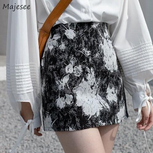 Skirts Women Print Mini Casual Slim Sexy Ladies Party Sweet Girls Fashion All-match Holiday Simple Students Korean Style Vintage