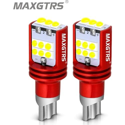 2PCS T15 921 W16W WY16W Super Bright LED Auto Tail Brake Light Backup Reverse Light Car Rear Turn Signals White Red Amber Yellow