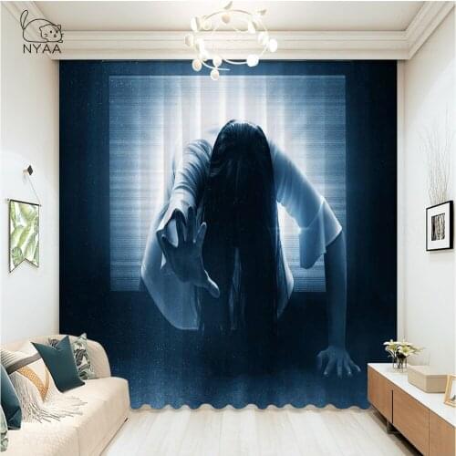 Printing Ghost Pattern Curtain Bathroom French Window 3 D Curtains For Living Room Home Hotel Valances Curtains Micro Shading
