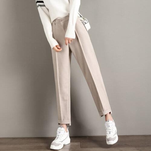 Women Pants Pants Womens Autumn and Winter High Waist Womens Harem Pants Loose Straight Casual Pants Pantalones De Mujer