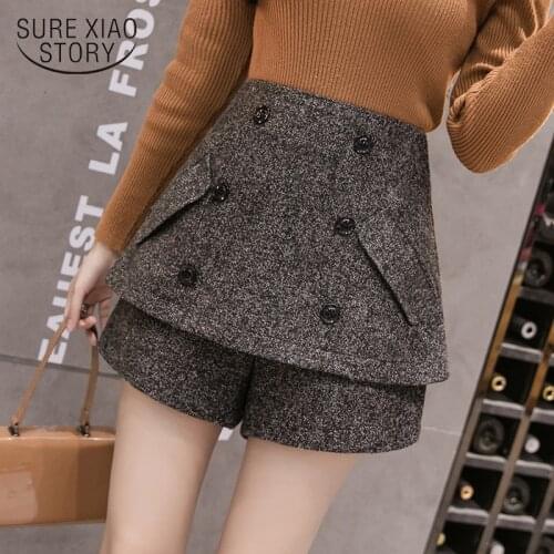 Autumn Winter Double-breasted Elegant Shorts High Waist Women Loose Short New Casual Korean Ladies Office Work Shorts 7404 50