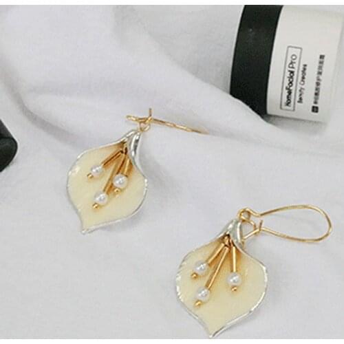 The new 2018 simple geometric pearl pendant long earrings female temperament fashion joker wholesale jewelry earrings