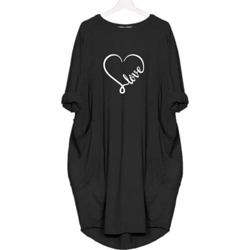 Cartoon Love Heart Letter Print Women Dress Harajuku Casual Long Sleeve Vintage Dress for Female Femme Girlfriend Lover Gift