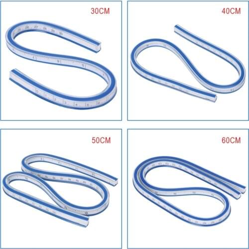 1PC Flexible Curve Ruler Drafting Drawing Tool Plastic Vinyl 30cm 40cm 50cm 60cm