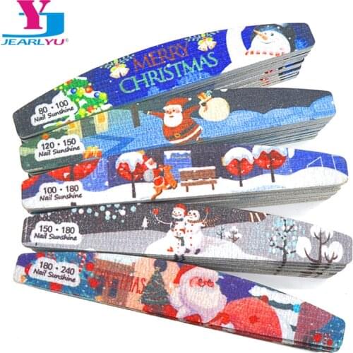 2/5/10 PCS Christmas Nail Sanding Buffer Block Washable Nail File Double Sided 80/100/180/240 Boat Nail Polishing Manicure Tools