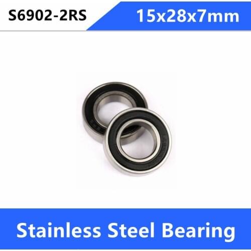 20pcs/lot ABEC-5 S6902-2RS S6902RS Stainless Steel bearing 15x28x7mm deep groove ball bearing 15*28*7mm 6902 2RS 6902-2RS 6902RS