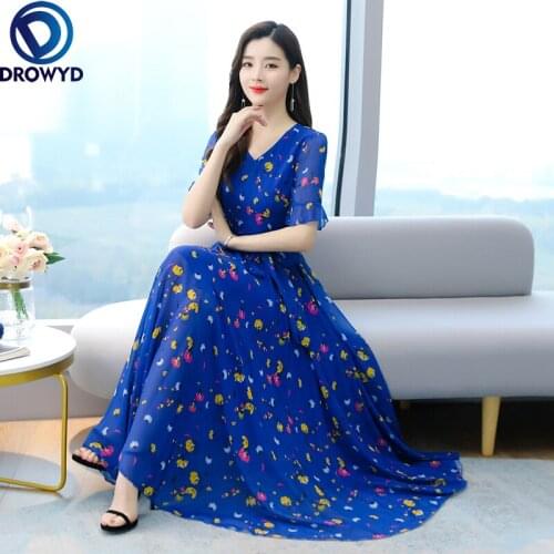 2021 Summer Beach Vacation Boho Print Chiffon Maxi Dresses Vintage 4XL Plus Size Long Dress Women Bodycon Elegant Party Vestidos